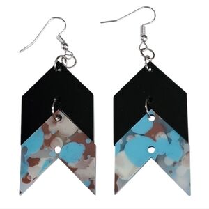 Vivid Arc Acrylic Drop Earrings - Black And Bold Abstract